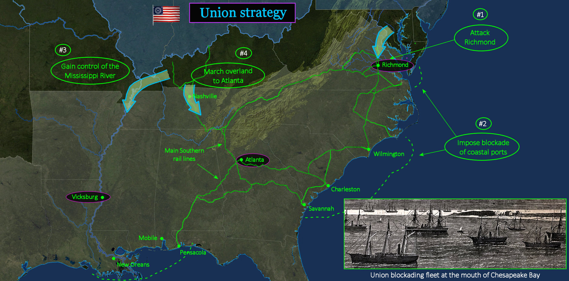 Union strategy, 1861 map
